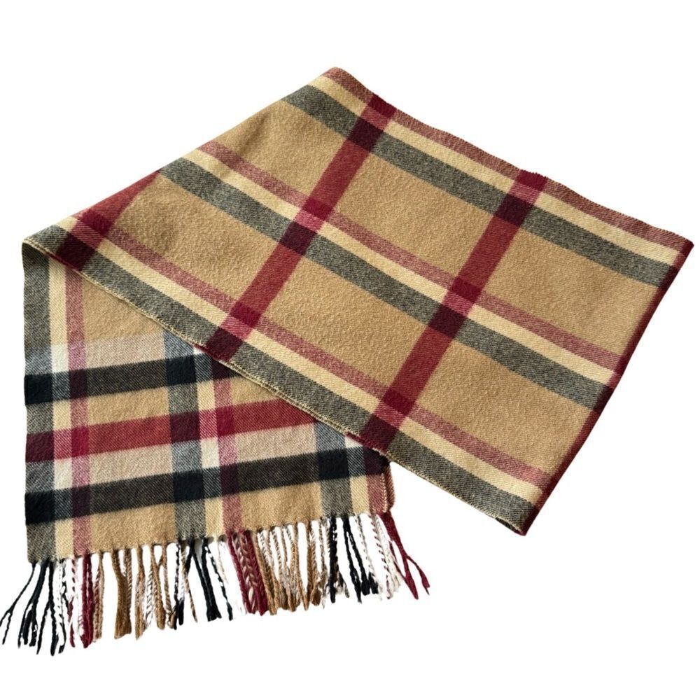 Bass Plaid Cashmere Feel Classic Soft Luxurious Winter Scarf Unisex (Camel)